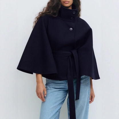 Damen Wendejacke Warm Hochkragen Bindegürtel Norvielle