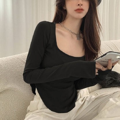 Damen Langärmliges Oberteil Elegant Asymmetrisch