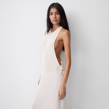Damen Seidenkleid Lang Elegant Schleifen Norvielle