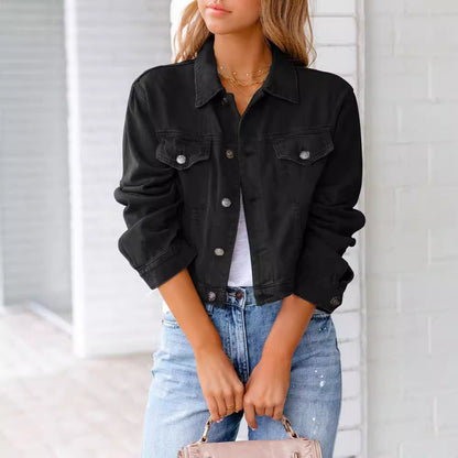 Damen Denimjacke Kurz Modischer Schnitt