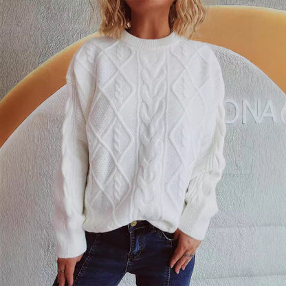 Damen Strickpullover Grobstruktur Zopf-Design Norvielle