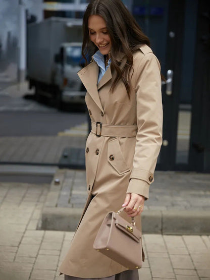 Damen Trenchcoat Doppelter Knopfleiste Taillengürtel Norvielle