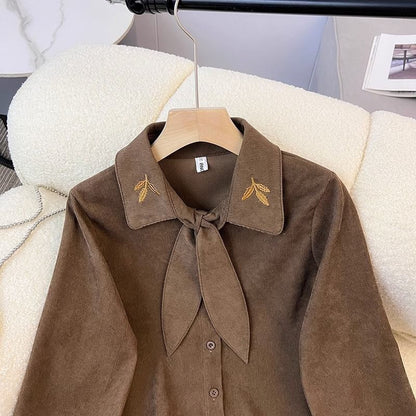 Damen Bluse Schleifenkragen Elegante Seide Weiß