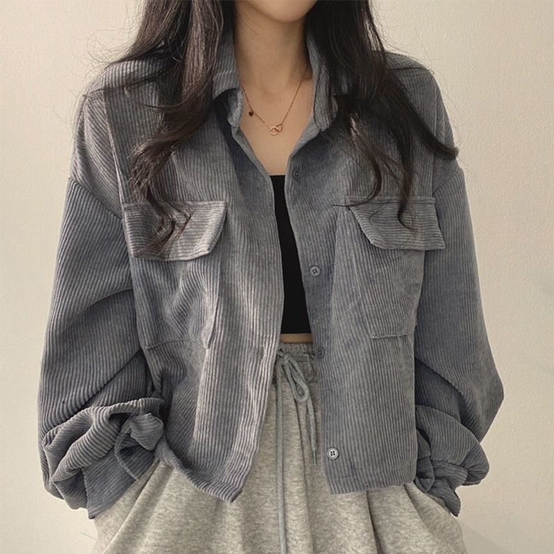 Damen Cordjacke Voluminöse Ärmel Norvielle