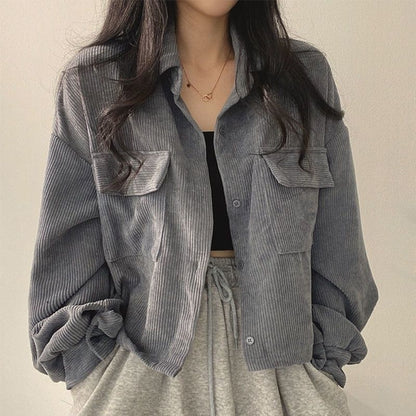 Damen Cordjacke Voluminöse Ärmel Norvielle
