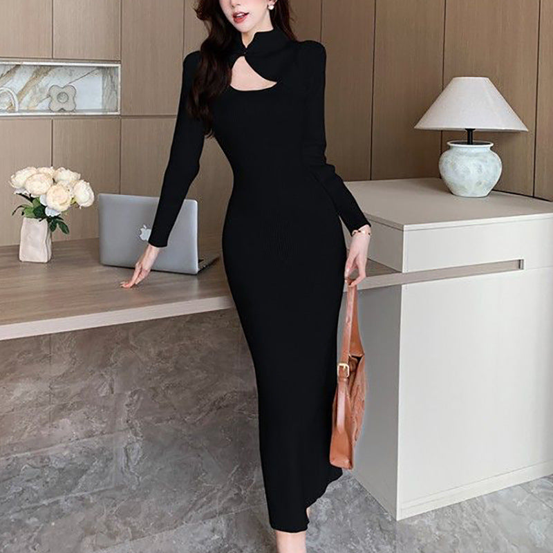 Damen Midikleid Asymmetrisch Strukturstrick