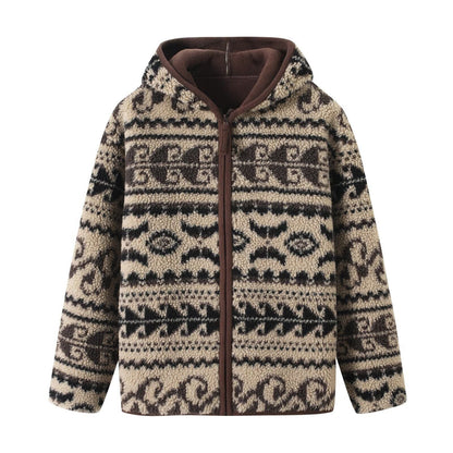 Damen Fleecejacke Mit Muster Grün