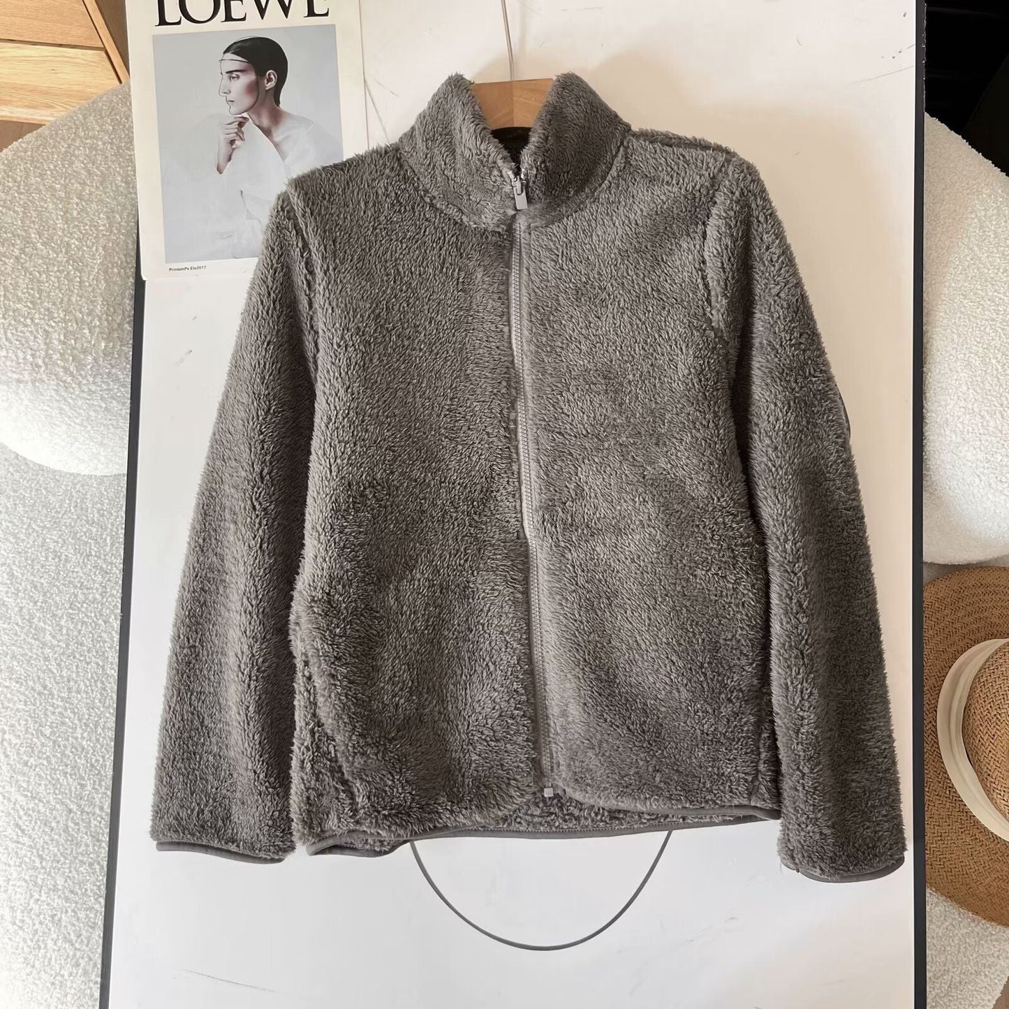 Damen Fleecejacke Flauschig Hochkragen Reißverschluss Norvielle