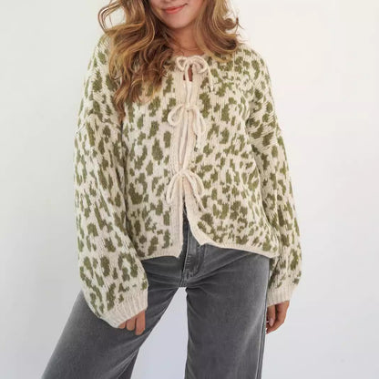 Damen Cardigan Tiermuster Bindebanddetails Norvielle - Norvielle
