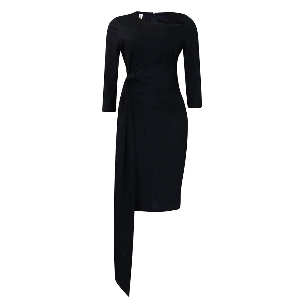 Damen Wickelkleid Elegante Taillierung Gürtel