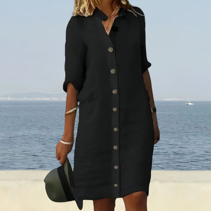 Damen Hemdblusenkleid mit Knöpfen Lässiger Schnitt Norvielle