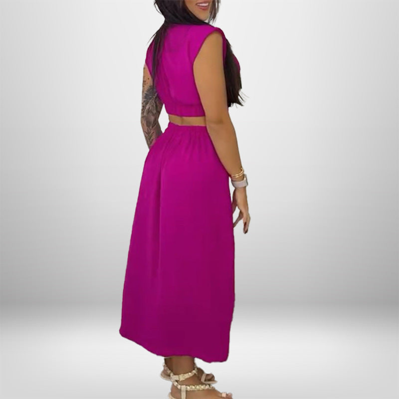 Damen Hemdblusenkleid Cut-Outs Hochschlitz Norvielle