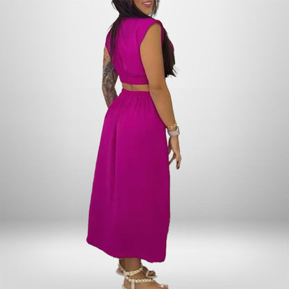 Damen Hemdblusenkleid Cut-Outs Hochschlitz Norvielle