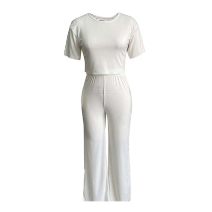 Damen Jumpsuit Kurzarm Weitbein Norvielle