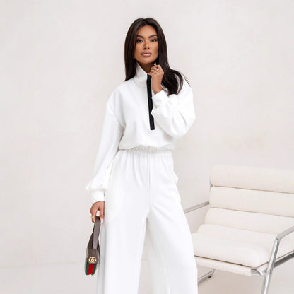 Damen Jumpsuit Sportlich Hoher Kragen Moderner Reißverschluss
