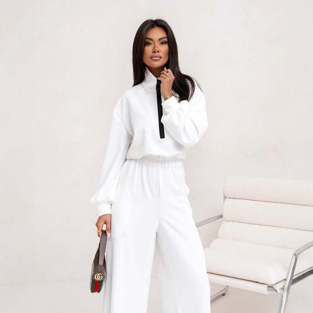 Damen Jumpsuit Hochkragen Reißverschluss Norvielle