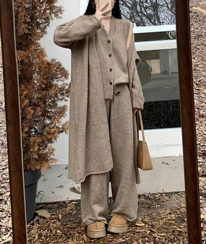 Damen Strickensemble Longcardigan weite Hose Norvielle