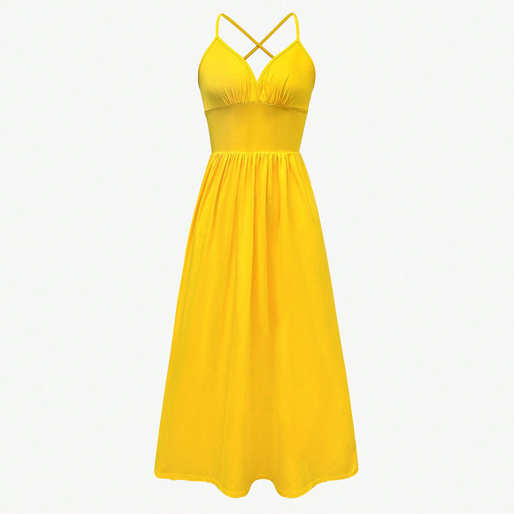 Damen Maxikleid V-Ausschnitt Seitenschlitz Norvielle