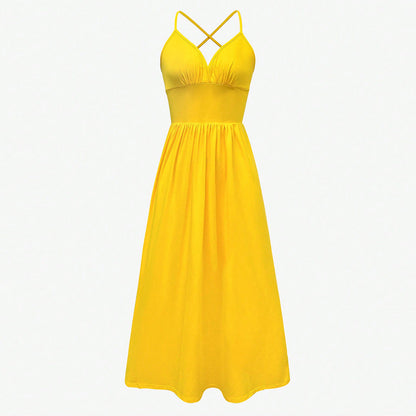 Damen Maxikleid V-Ausschnitt Seitenschlitz Norvielle