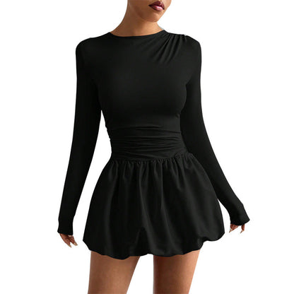 Damen Sportkleid Langer Arm Elastischer Bund Norvielle