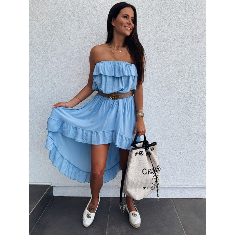 Damen Wickelkleid Volants Taillierter Gürtel Norvielle