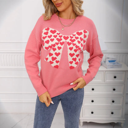 Damen Pullover Herzmotiv Weite Ärmel Norvielle