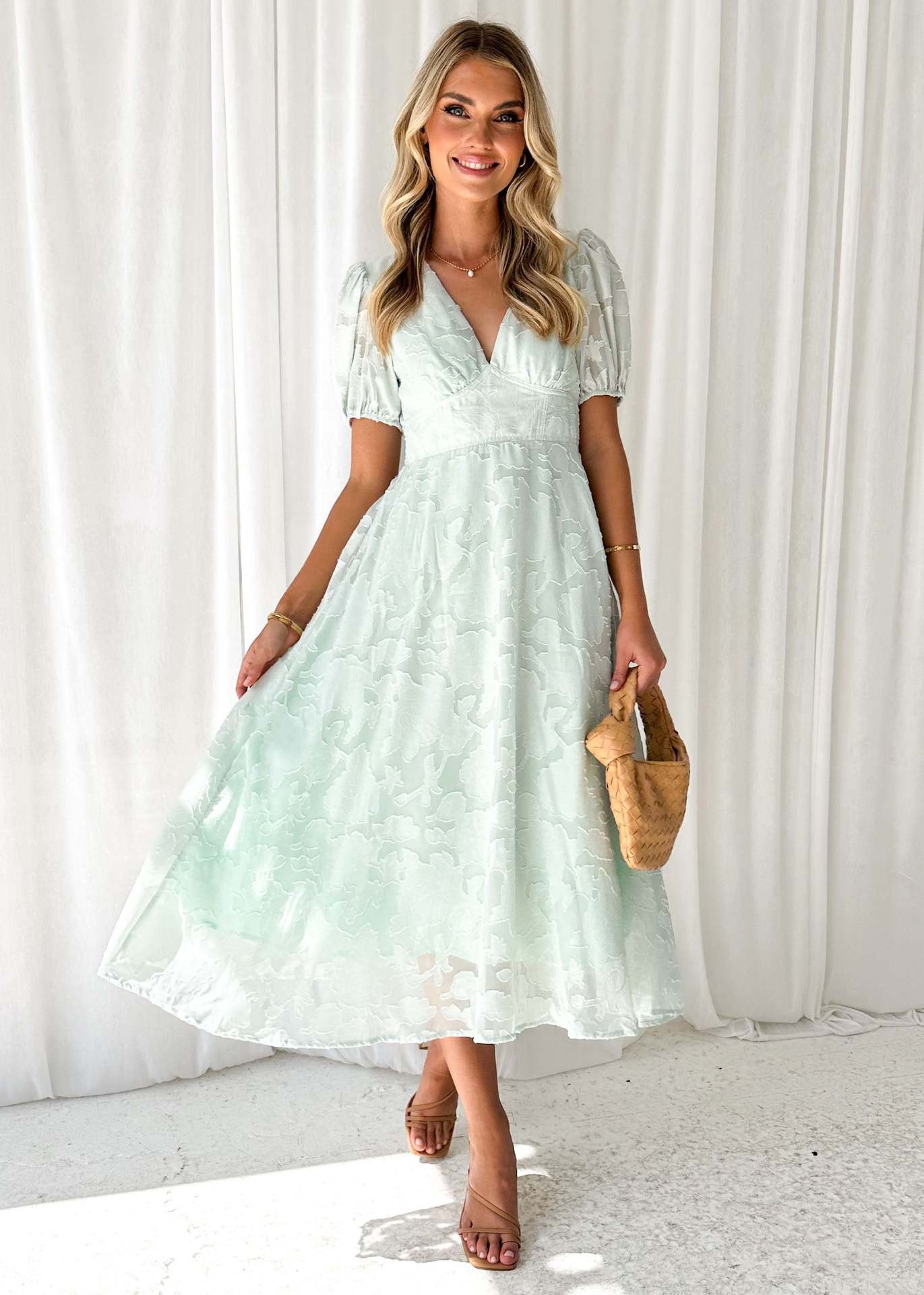 Damen Maxikleid mit Volantärmeln Floralmuster