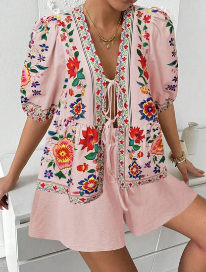 Damen Blusenshirt Blumenmuster Locker Norvielle