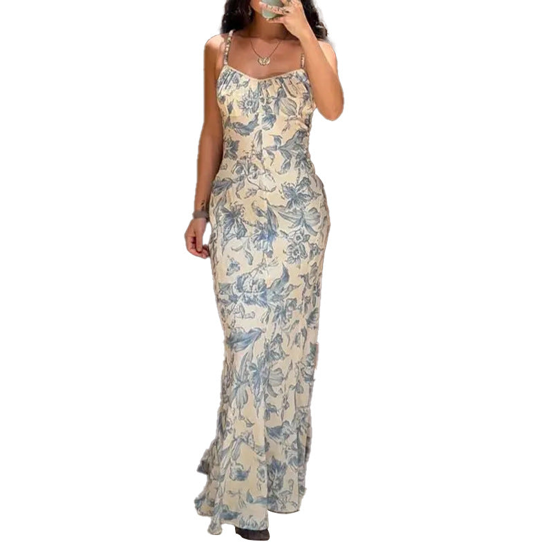 Damen Maxikleid Floraler Druck Schmale Träger Norvielle