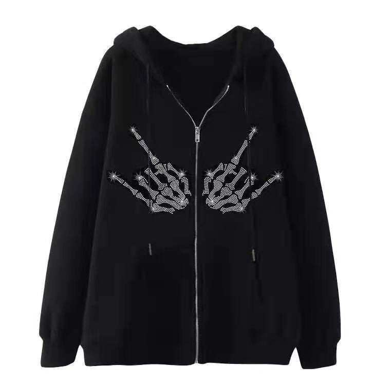Damen Kapuzenjacke Spinnenmotiv Funktions-Taschen Norvielle