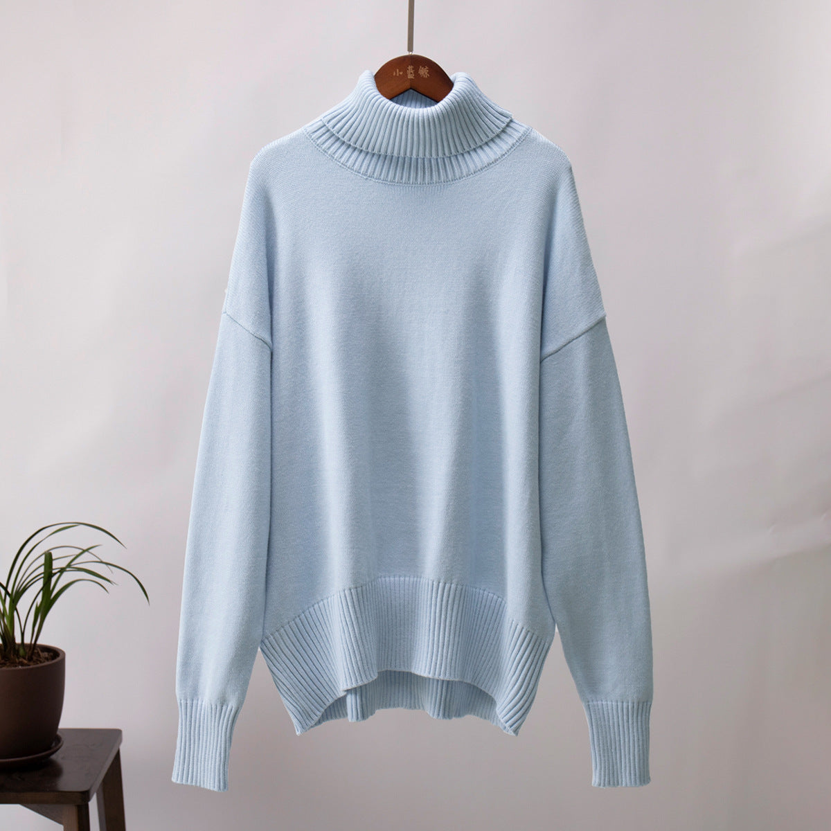 Damen Strickpullover Lässig Warm Gerippter Saum