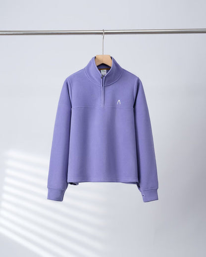 Damen Fleece-Pullover Halb-Reißverschluss Elastische Bündchen