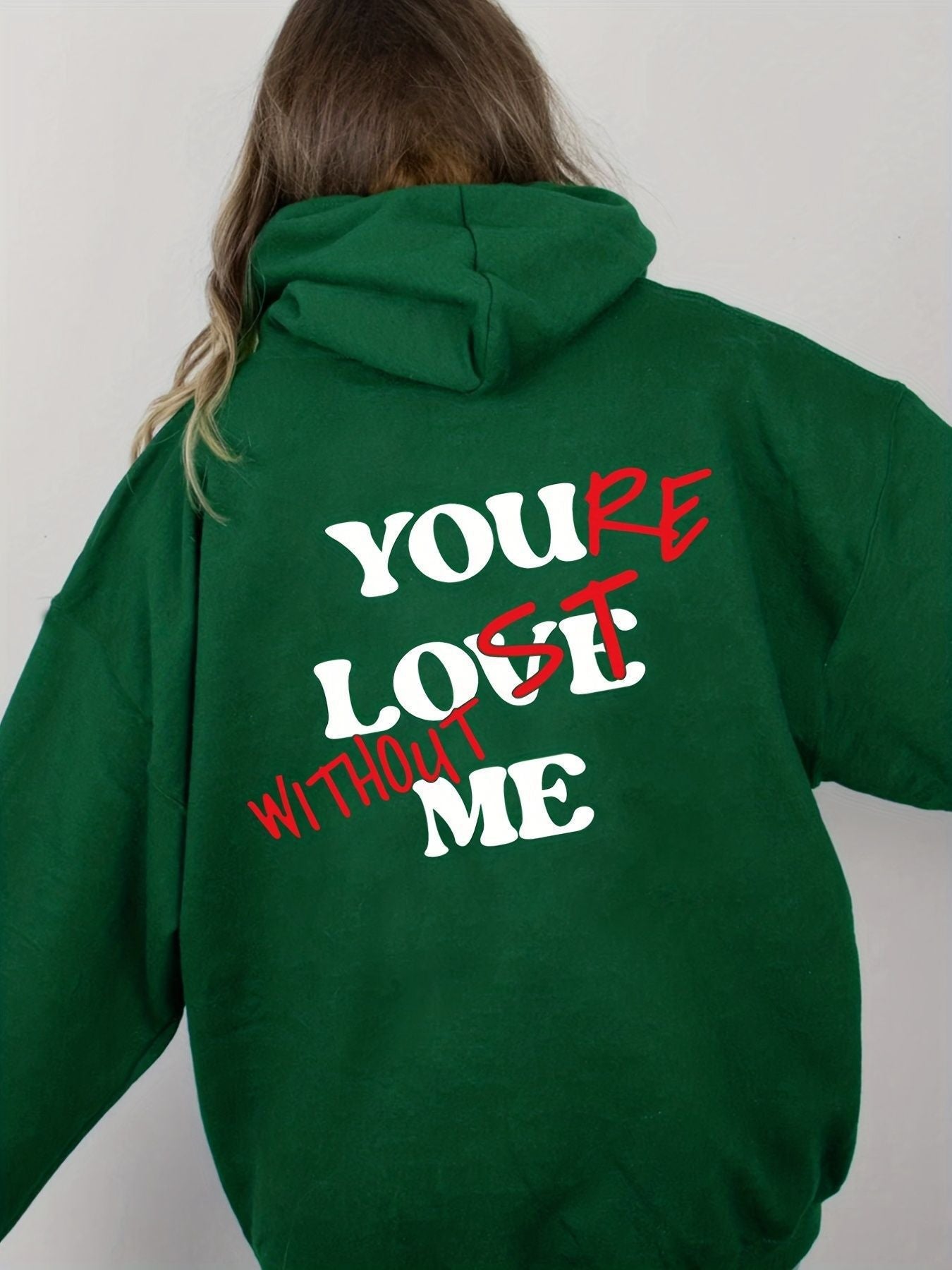 Damen Oversized Kapuzensweater mit Aufdruck