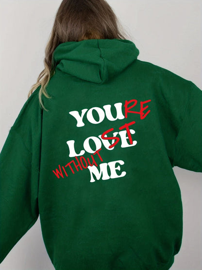 Damen Oversized Kapuzensweater mit Aufdruck