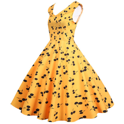 Damen Swingkleid Fruchtigem Design Ausgestellter Rock Norvielle