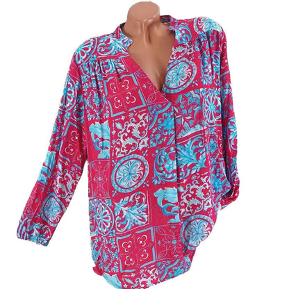 Damen Bluse Florales Muster Lässiger Schnitt