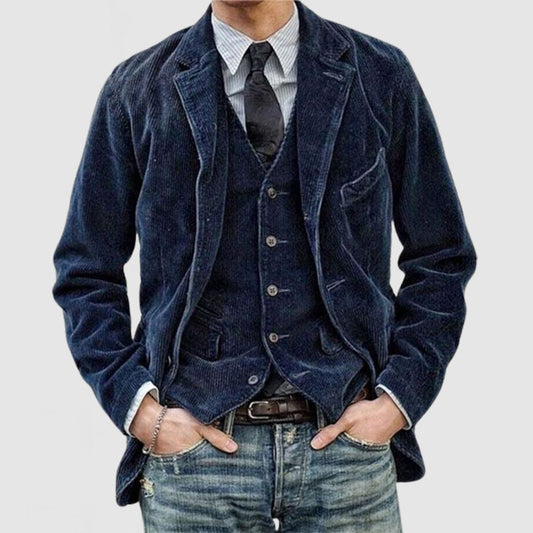 Herren Cordanzug Set mit Weste und Jacke Elegantes 2-teiliges Sakko - Norvielle