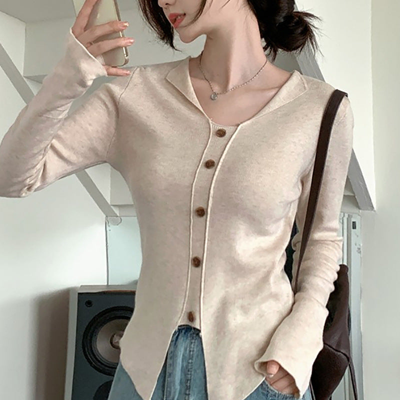 Damen Langarmcardigan FeinStrick Knopfleiste