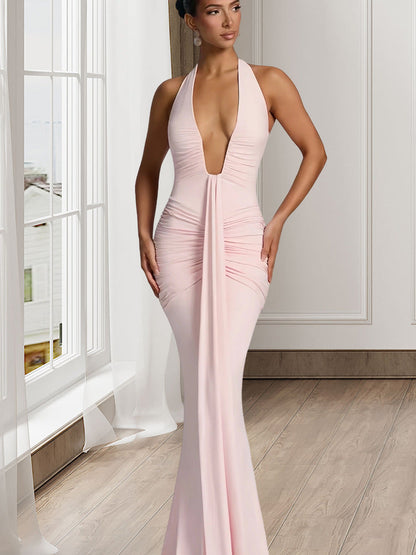 Damen Wickelkleid Elegantes V-Ausschnitt Fließender Rock Norvielle