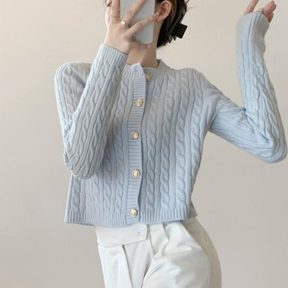 Damen Strickjacke Strukturiertes Zopfdesign Norvielle