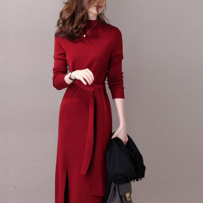 Damen Wickelkleid mit V-Ausschnitt und Seitenschlitz Norvielle