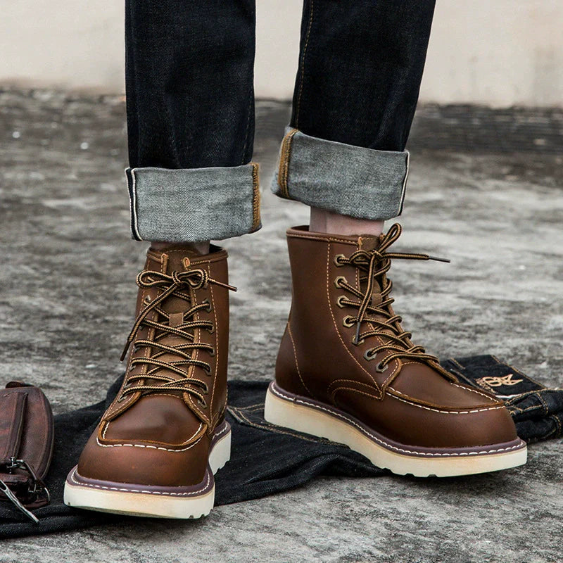 Herren Schnür-Boots dickes Sohle gepolstert schwarz - Norvielle