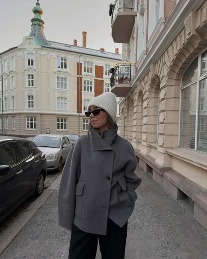 Damen Oversized Wollmantel Großformat