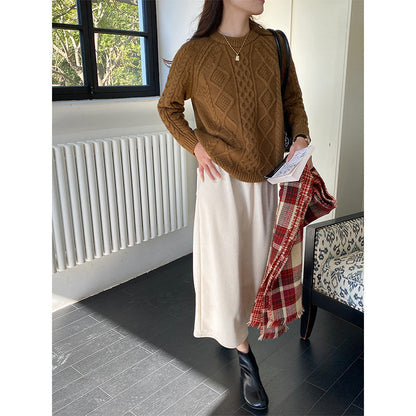 Damen Grobstrickpullover Zopfmuster Norvielle
