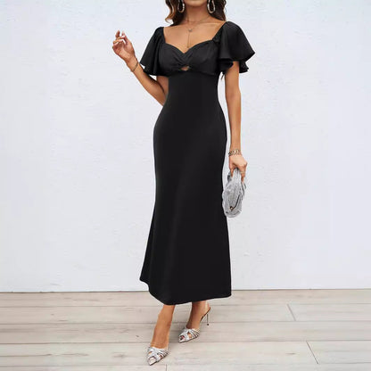 Damen Maxikleid Schulterfrei Elegant Fließend
