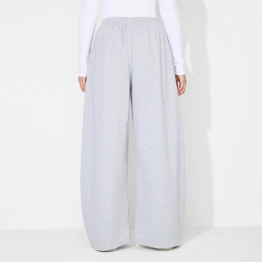 Damen Palazzo-Hose Elastischer Bund Falten