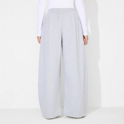 Damen Palazzo-Hose Elastischer Bund Falten