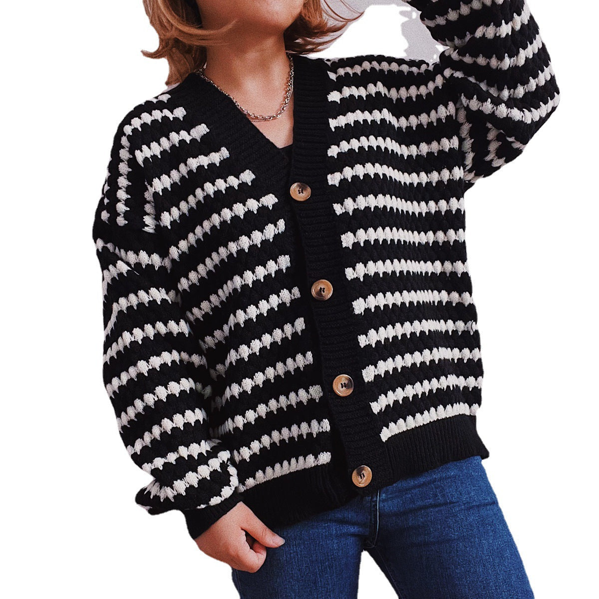 Damen Strickjacke Breitgestreift Norvielle