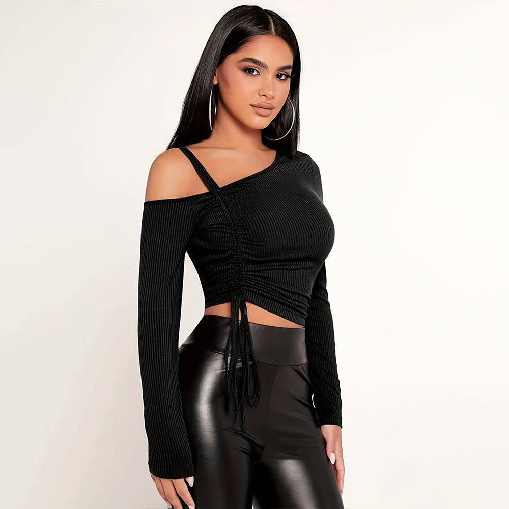 Damen Crop- Asymmetrisch Rüschen