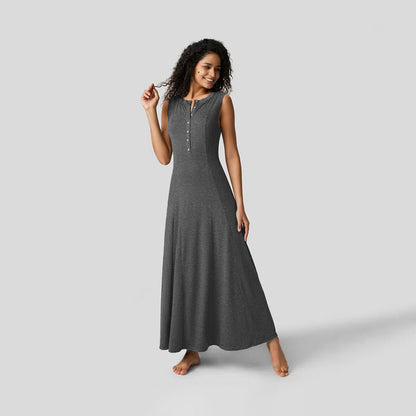 Damen Maxikleid Knopfleiste Figurfreundlich Norvielle - Norvielle